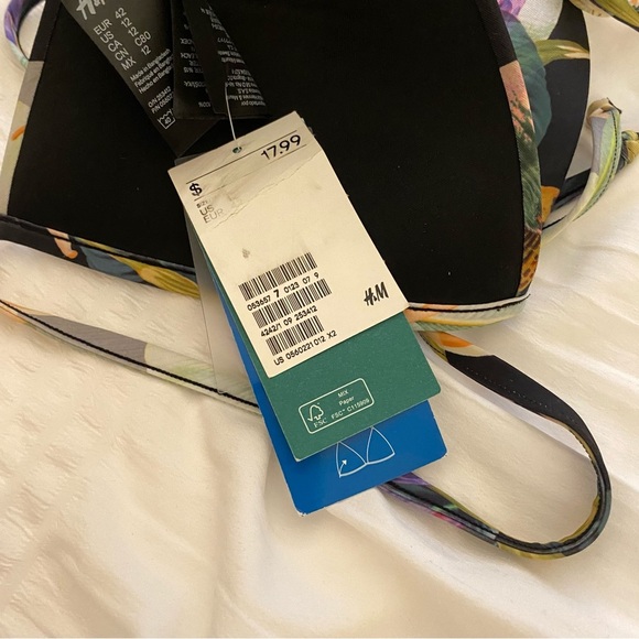 NWT H&M padded tropical print bikini top size 12 (Large) - Picture 4 of 10